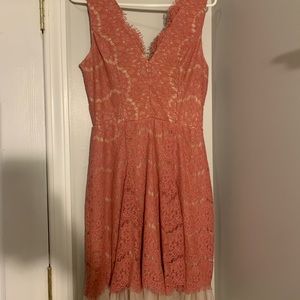 M blush/ nude Francesca’s lace dress. Tool on the bottom